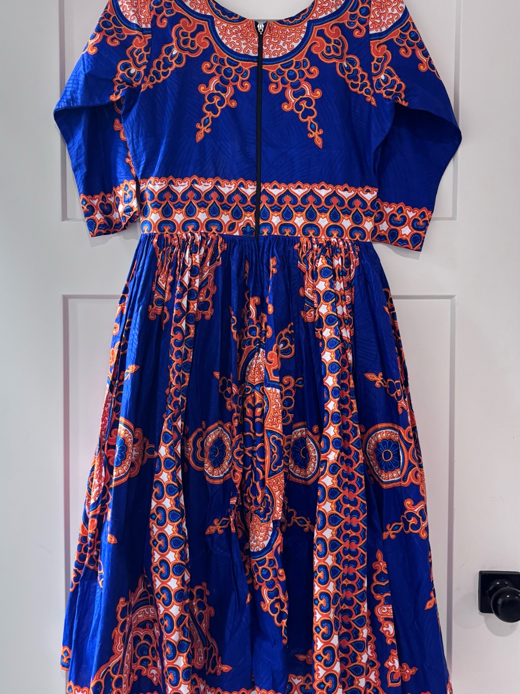 Women’s Ofuure “Victoria” Blue & Orange Printed Dress — image 7 of 8